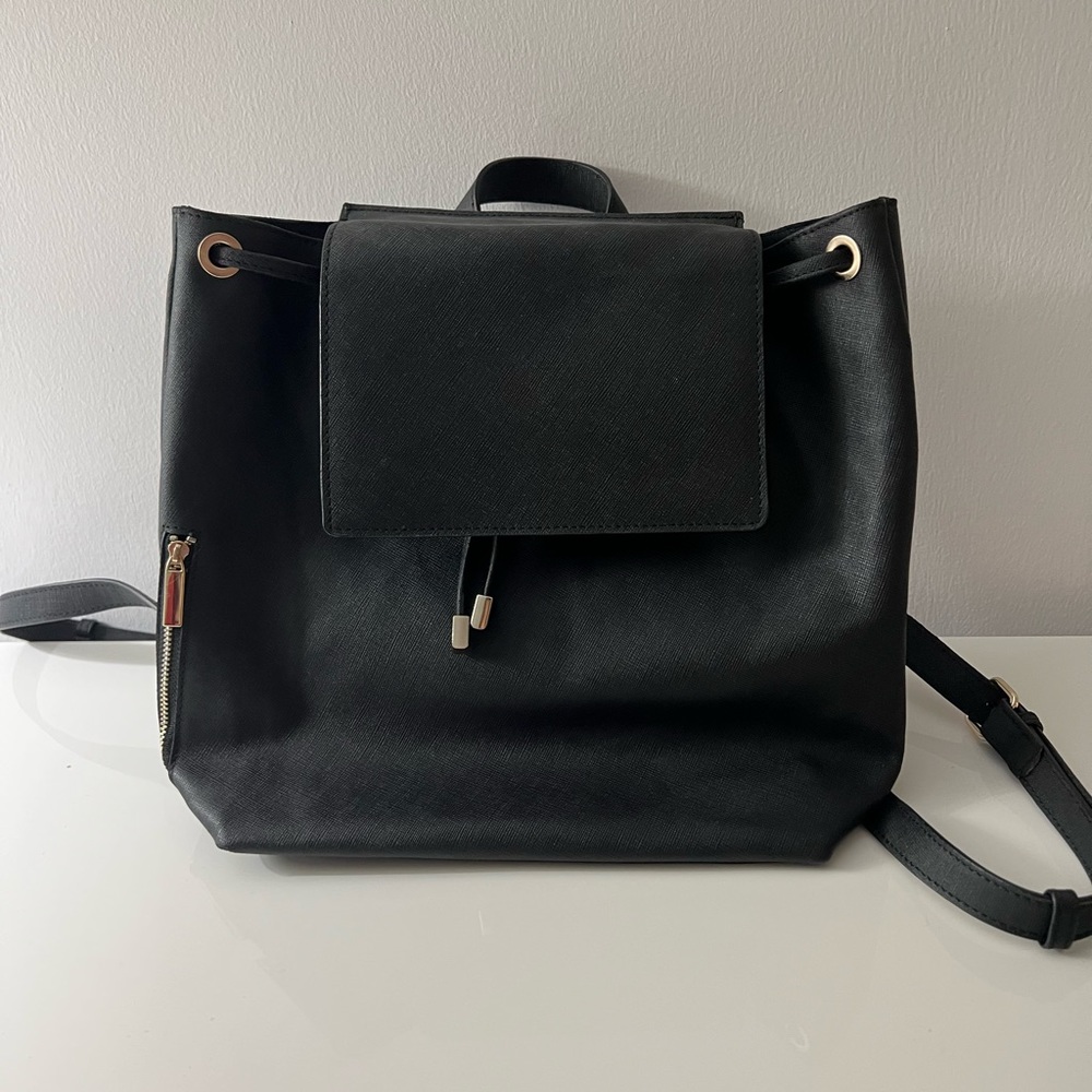 Barney’s New York Leather Drawstring Backpack